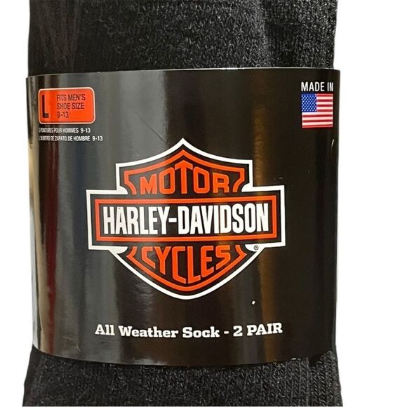 Harley-Davidson Black Merino Wool Blend Riding Boot Socks, 2 Pairs, Size L, NWT - Picture 4 of 6